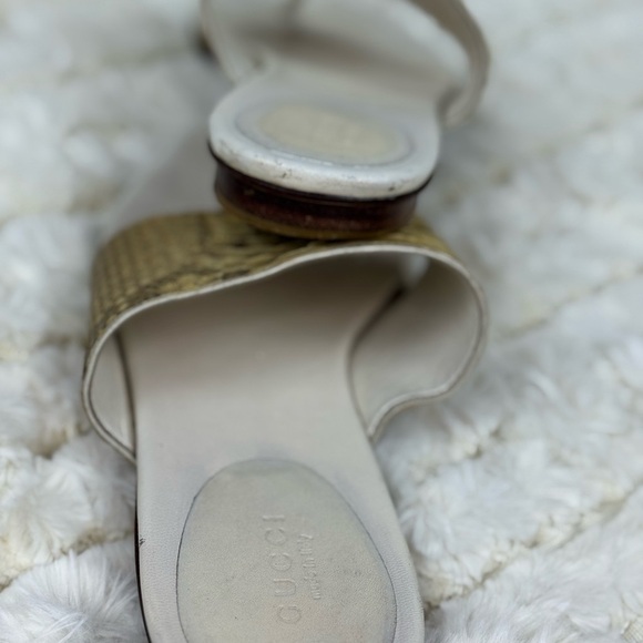 Gucci Gold Snake Skin Metallic Sandals Size 8 1/2 - Picture 7 of 10